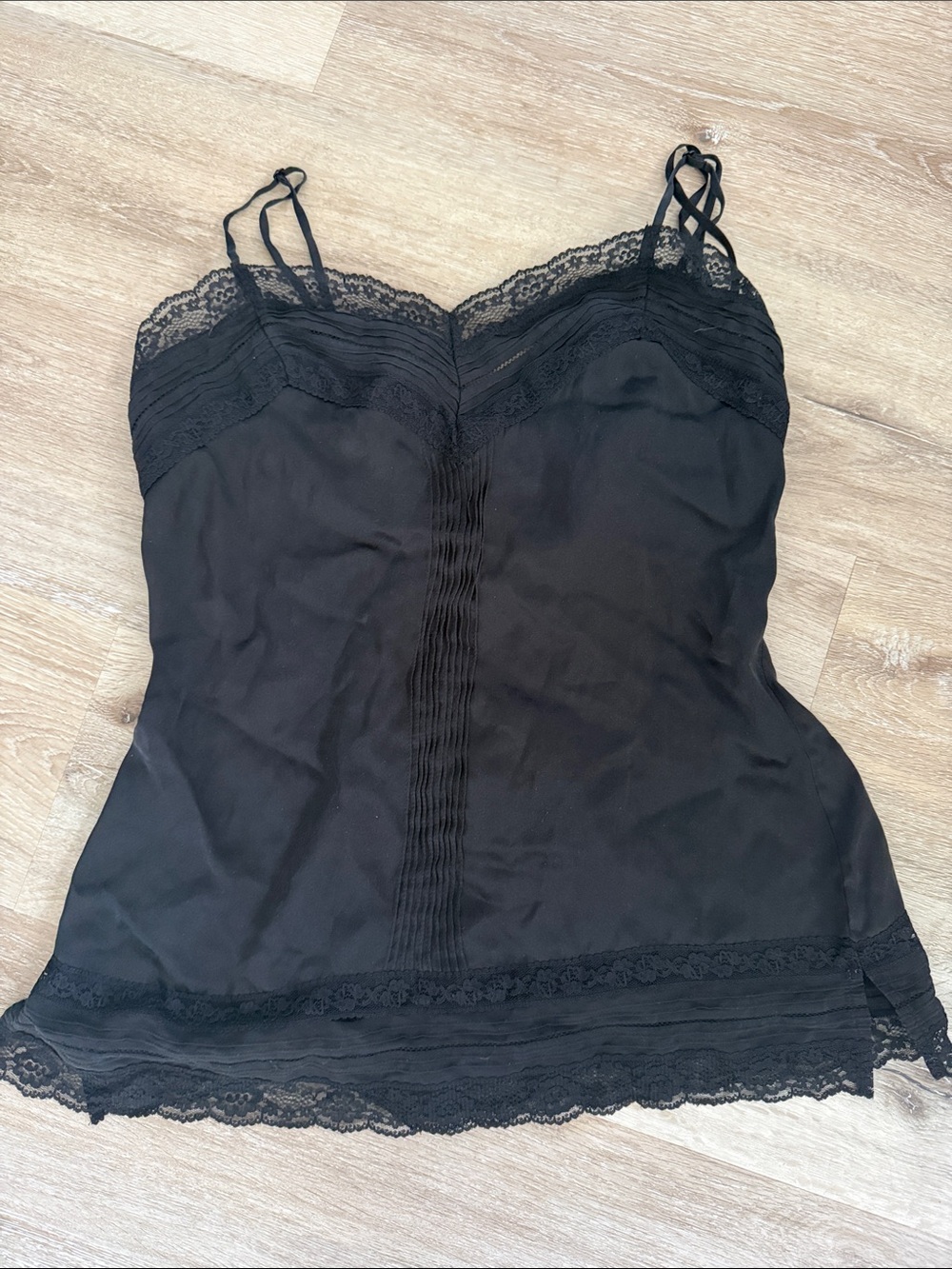 White House Black Market Black Lace Trim Slip Camisole